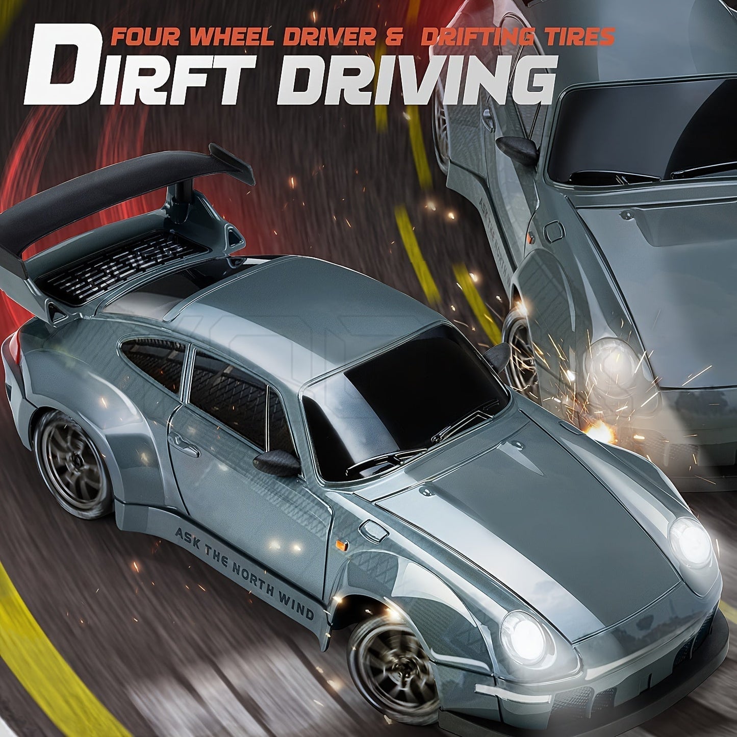1:24 RC Drift Car | 4WD, LED Wheels & USB Rechargeable for Indoor and Outdoor Racing Fun