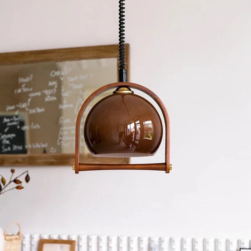 Bauhaus Wood Pendant Light Fixture - Vintage Style Hanging Lamp for Dining Room & Kitchen Decor