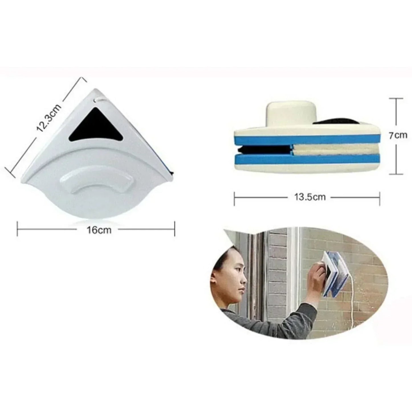 Dual-Sided Magnetic Window Cleaner | Streak-Free, Efficient & Ideal for Hard-to-Reach Windows (3-8mm)