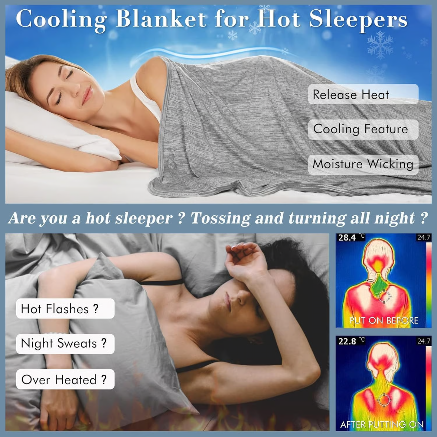 The Cold Blanket – Lightweight Summer Throw That Keeps You Cool, Dry & Rested All Night | Best Blanket for Hot Sleepers & Night Sweats