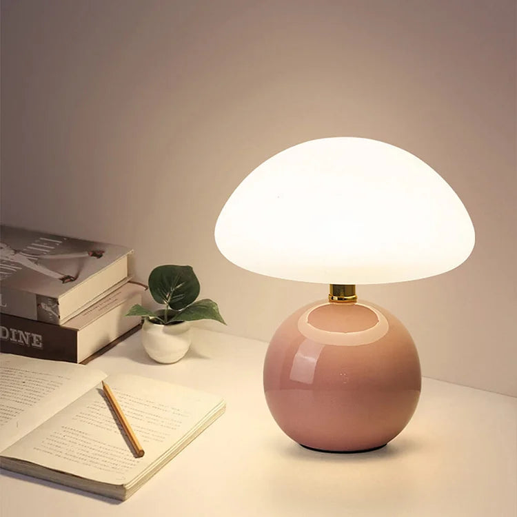 French Cream Mushroom Table Lamp - Vintage Style Lighting for Home Decor & Living Room