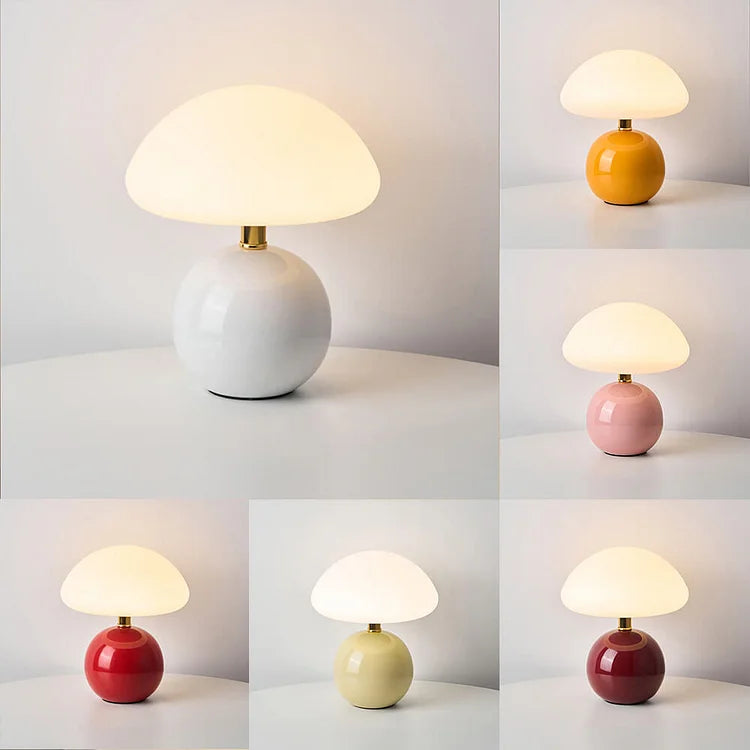 French Cream Mushroom Table Lamp - Vintage Style Lighting for Home Decor & Living Room