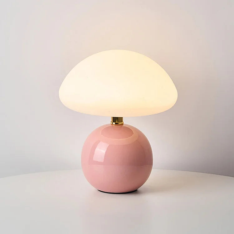 French Cream Mushroom Table Lamp - Vintage Style Lighting for Home Decor & Living Room