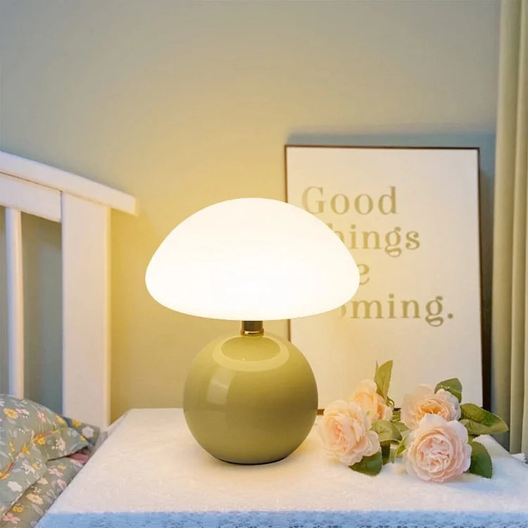 French Cream Mushroom Table Lamp - Vintage Style Lighting for Home Decor & Living Room
