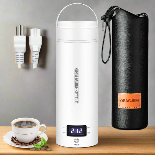Portable Electric Travel Kettle with Auto Shut-Off - Compact 1L Water Boiler for Camping, Hiking, and Travel