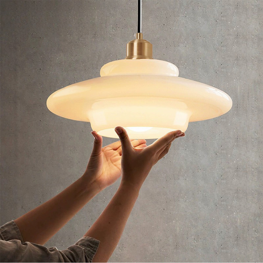 Elegant Art Deco White Glass Pendant Light – Ceiling Lamp for Hallways & Kitchens