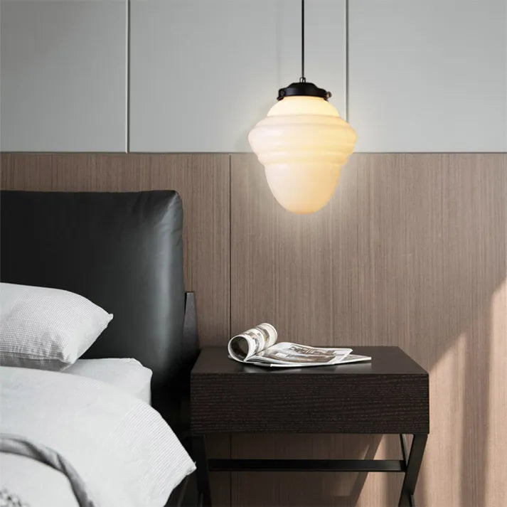 Geometric Milk Glass Pendant Light Fixture - Vintage White Design for Kitchen & Dining Room Lighting