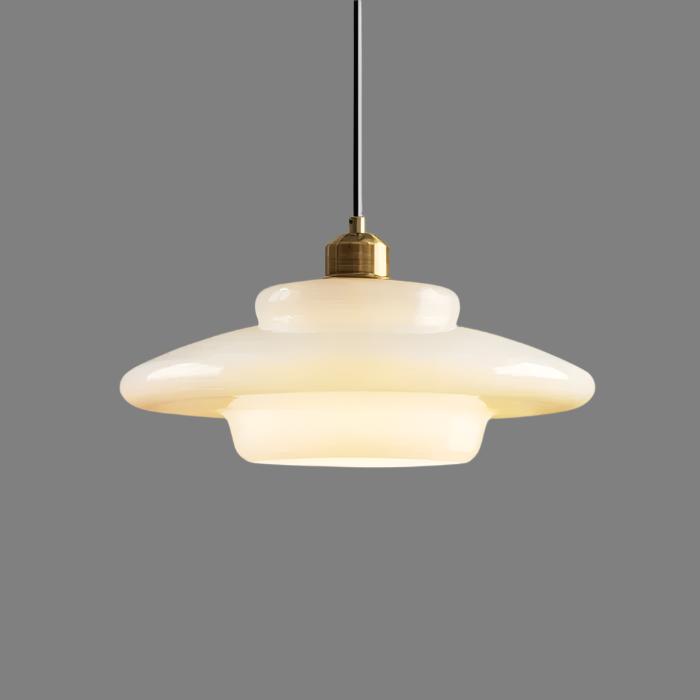Elegant Art Deco White Glass Pendant Light – Ceiling Lamp for Hallways & Kitchens