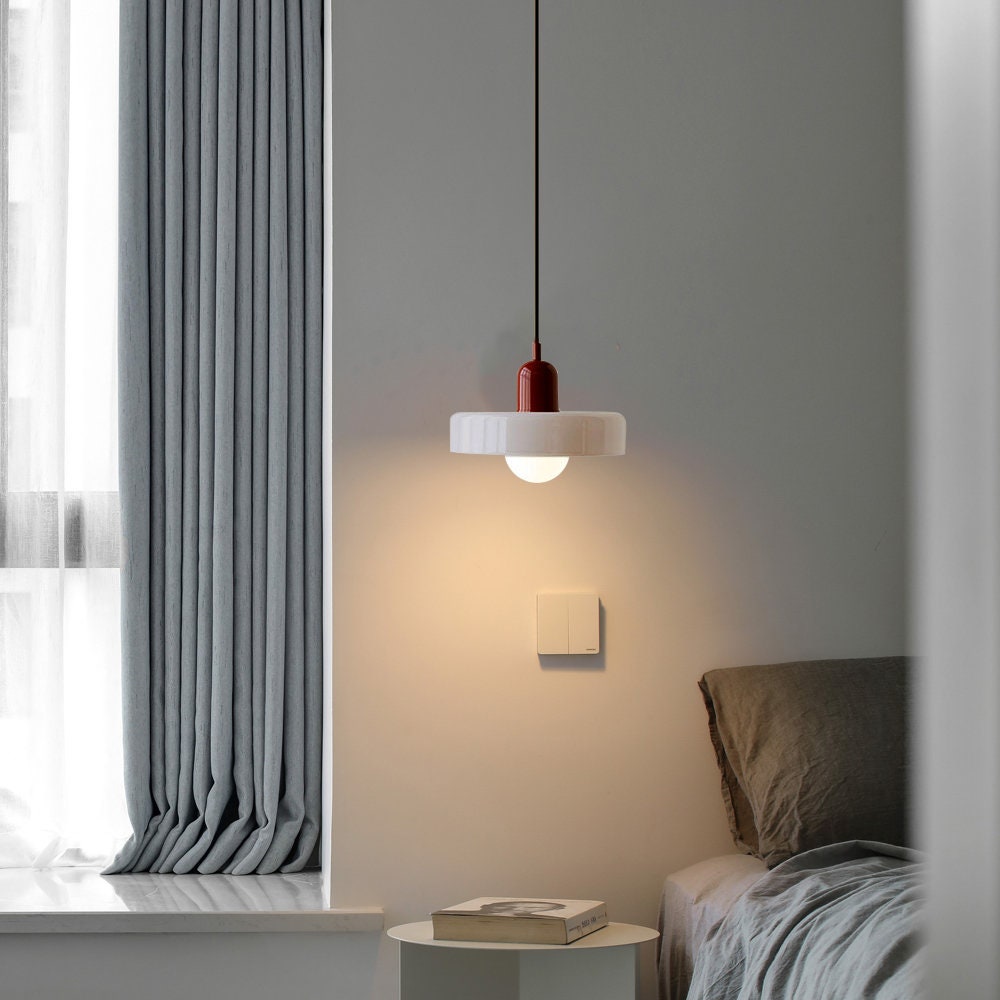 Colored Glass Bauhaus Pendant Light Fixture for Modern Home Decor & Dining Spaces