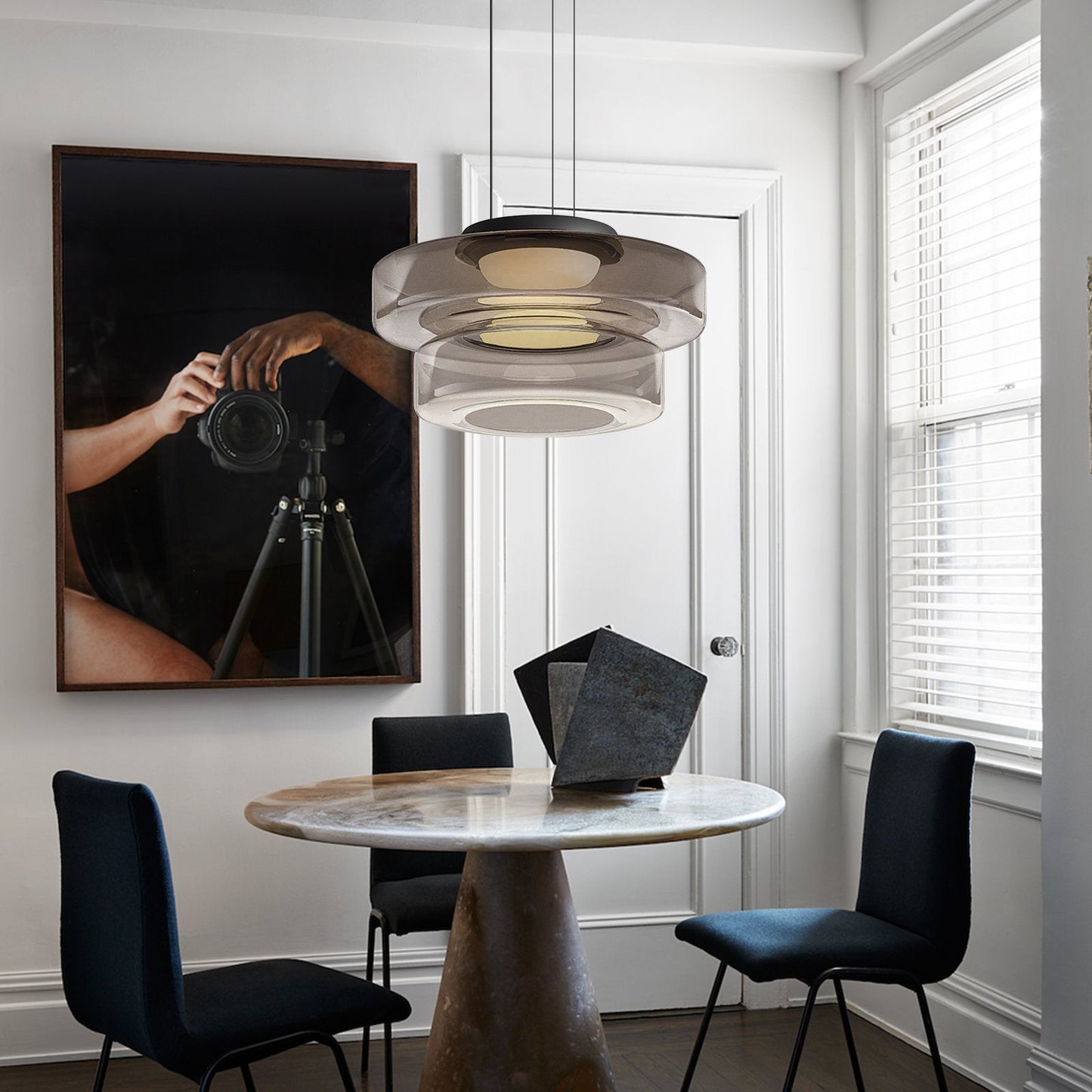 Bauhaus Style Glass Pendant Light Fixture for Kitchen Island & Dining Room