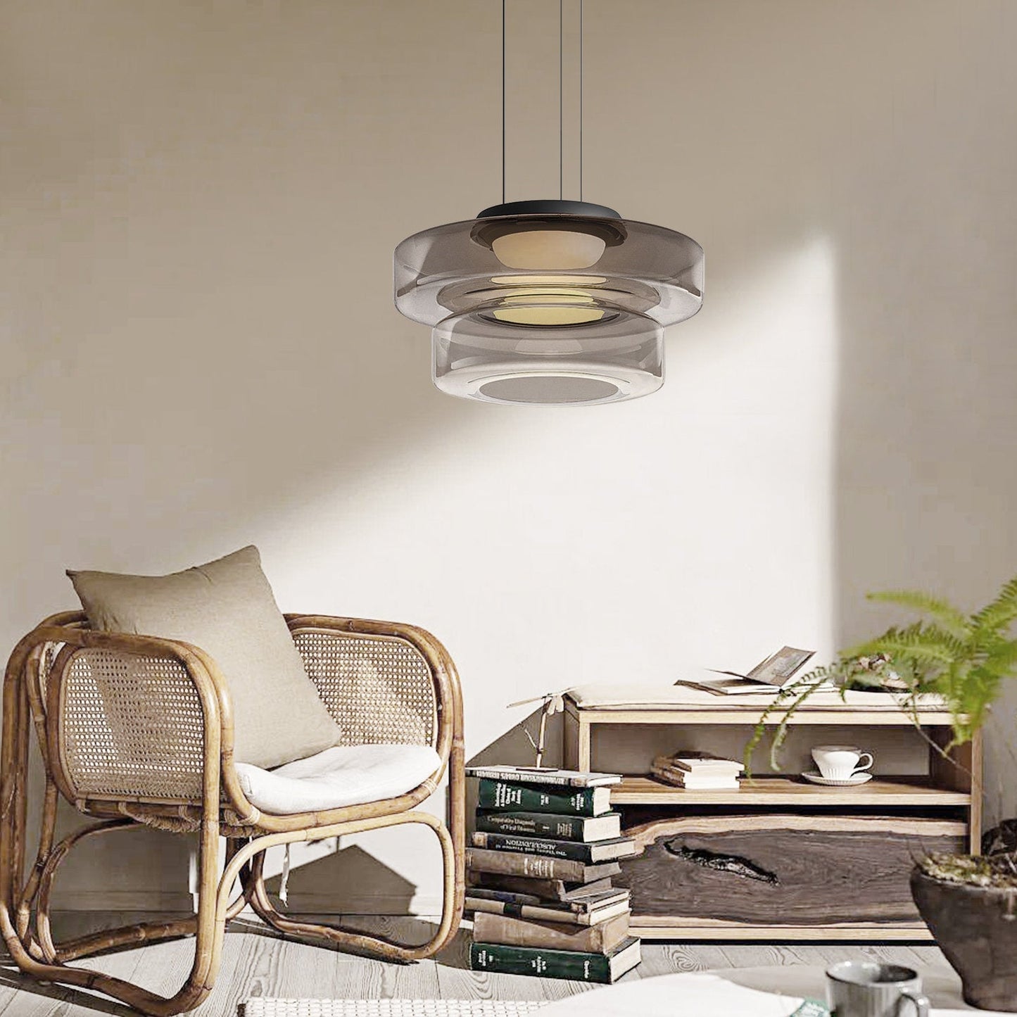 Bauhaus Style Glass Pendant Light Fixture for Kitchen Island & Dining Room