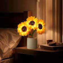 LED Sunflower Table Lamp - Decorative Lighting Fixture for Home Decor & Nightstand Use