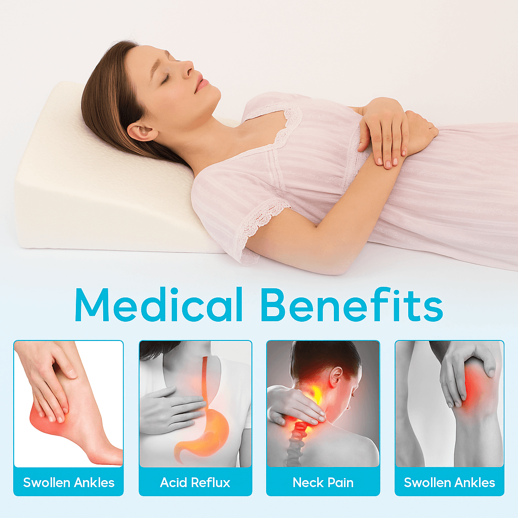 Large Triangle Wedge Pillow | Adjustable Foam for Acid Reflux, Back Pain & Post-Surgery Recovery