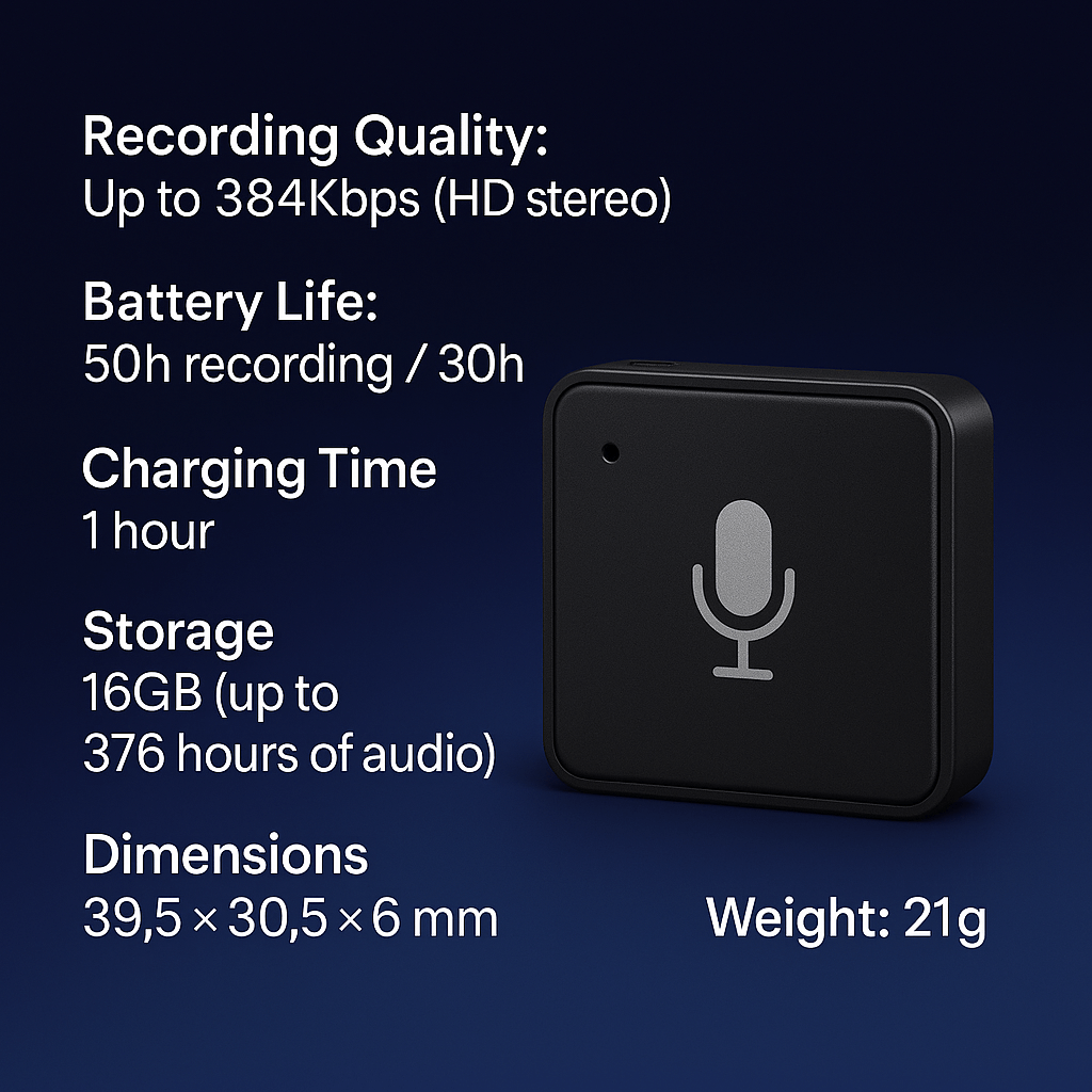 Miniature Voice Recorder – Small, Discreet, and Powerful Audio Capture | Perfect for Stealth Recording and Voice Activation