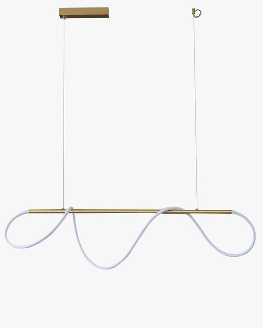 LED Linear Brass Chandelier | Dimmable. Damp Rated & Adjustable Height for Dining Room and Living Spaces
