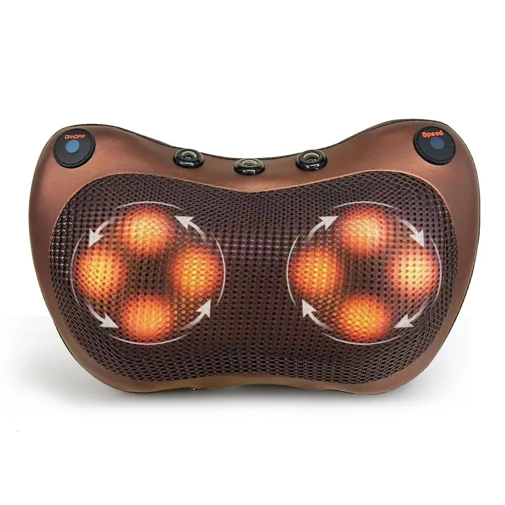 Heated Neck & Back Massager Pillow | Muscle Relaxation & Pain Relief