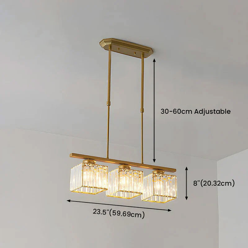 Modern Art Deco Glass Kitchen Island Lamps | Adjustable Height. 3-4 Lights & Ideal for Dining Room and Kitchen Lighting