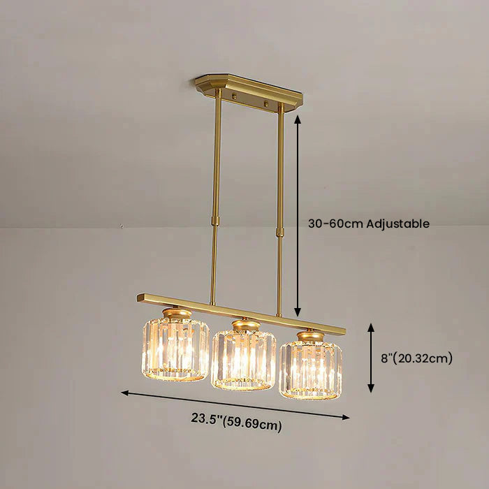 Modern Art Deco Glass Kitchen Island Lamps | Adjustable Height. 3-4 Lights & Ideal for Dining Room and Kitchen Lighting