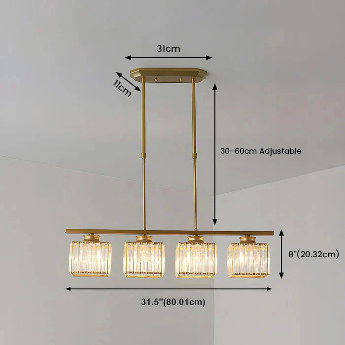Modern Art Deco Glass Kitchen Island Lamps | Adjustable Height. 3-4 Lights & Ideal for Dining Room and Kitchen Lighting