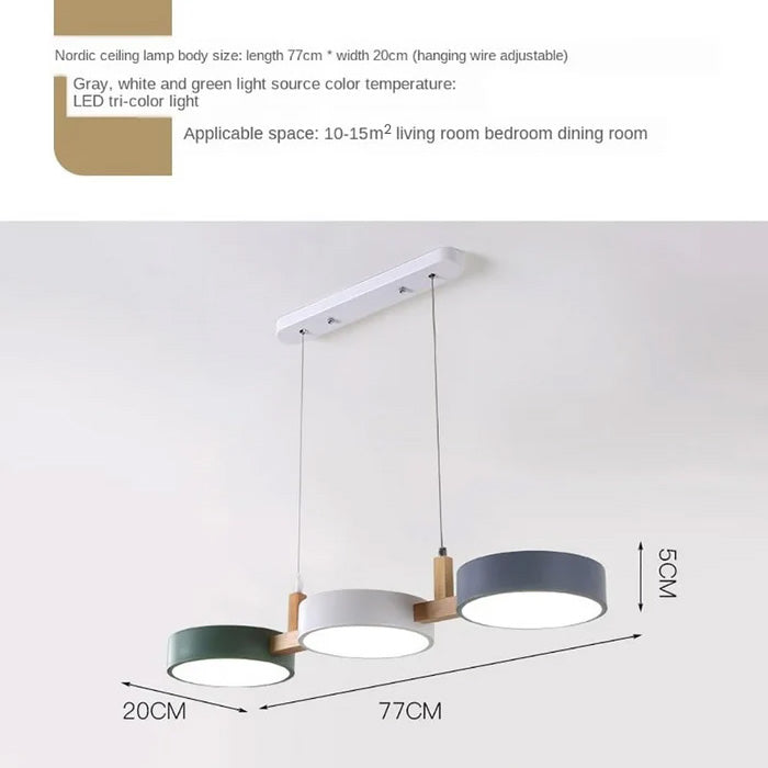 Metal Multi Light Nordic Flush Ceiling Light | Durable Iron & Wood Design for Kitchen and Dining Room