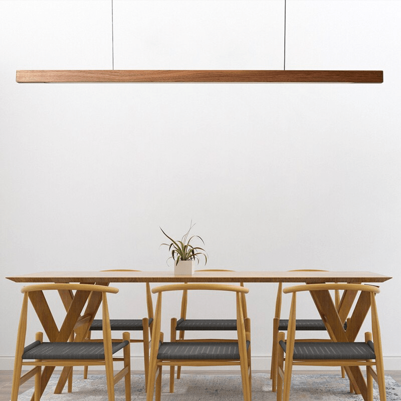 LED Wooden Pendant Light | Contemporary kitchen Lighting Adjustable Height, Integrated LED & Ideal for Low or High Ceilings