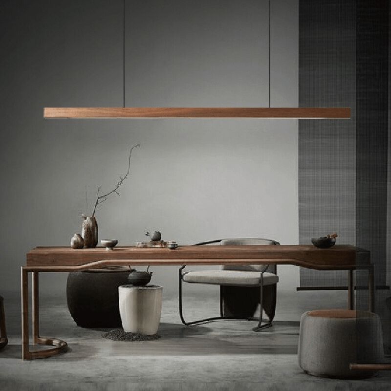LED Wooden Pendant Light | Contemporary kitchen Lighting Adjustable Height, Integrated LED & Ideal for Low or High Ceilings