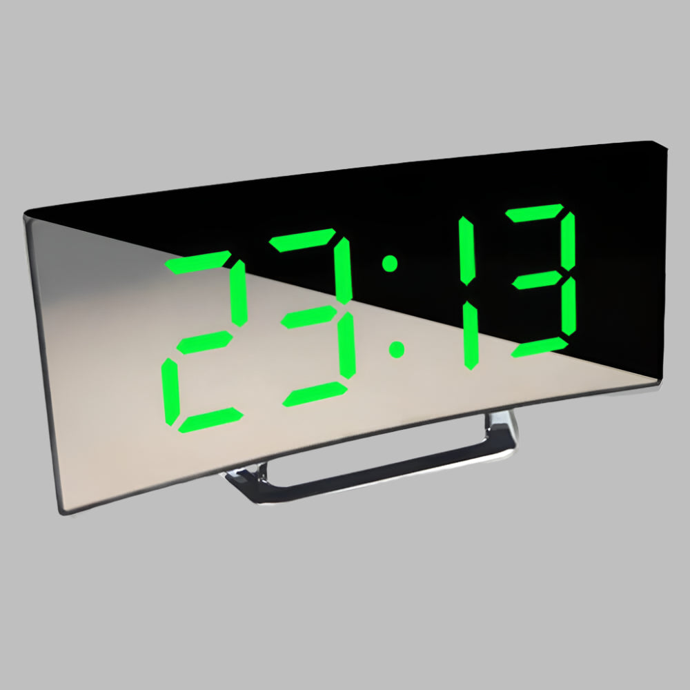 Curved LED Alarm Clock | Compact Design with Snooze Function for Bedroom or Study Use