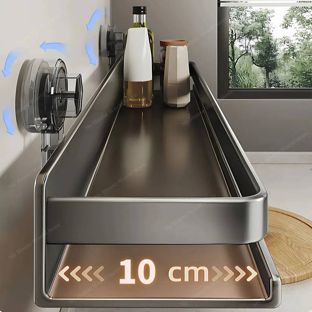 Wall-Mounted Suction Cup Spice Rack Organizer for Kitchen Storage and Easy Access to Spices