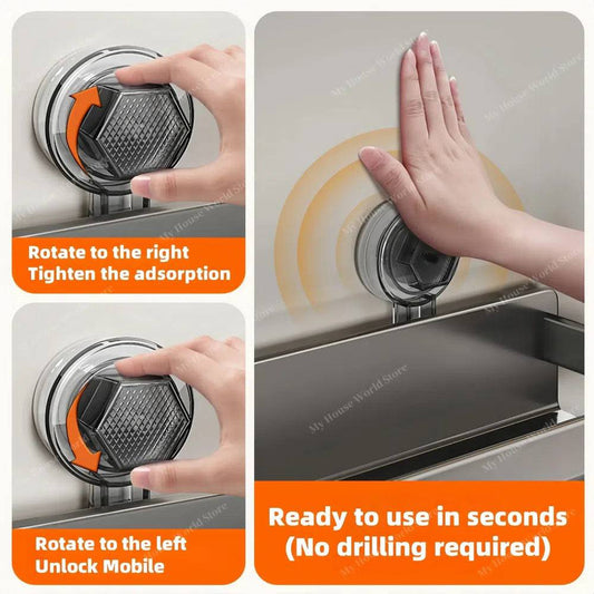 Wall-Mounted Suction Cup Spice Rack Organizer for Kitchen Storage and Easy Access to Spices