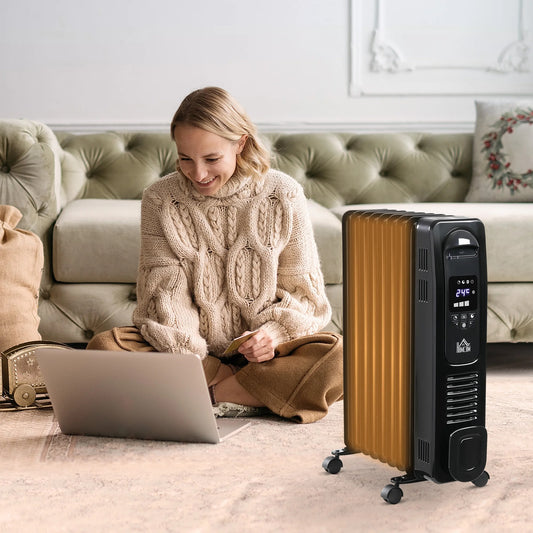 Oil Filled Radiator Heater – Portable Electric Room Heater Silent & Energy Efficient with Thermostat, Timer & Remote UK