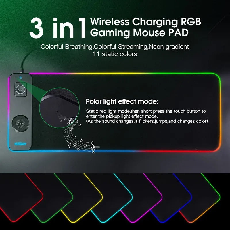 Wireless Charging Desk Mat | RGB Dual Charging Pad for iPhone, Keyboard & Mouse, Premium Desk Mat
