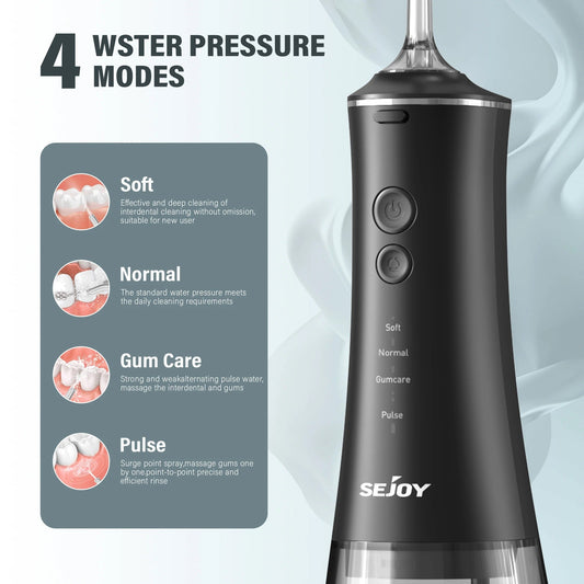 Dental Water Flosser | Rechargeable with 4 Modes & Interchangeable Nozzles for Deep Cleaning and Gum Health