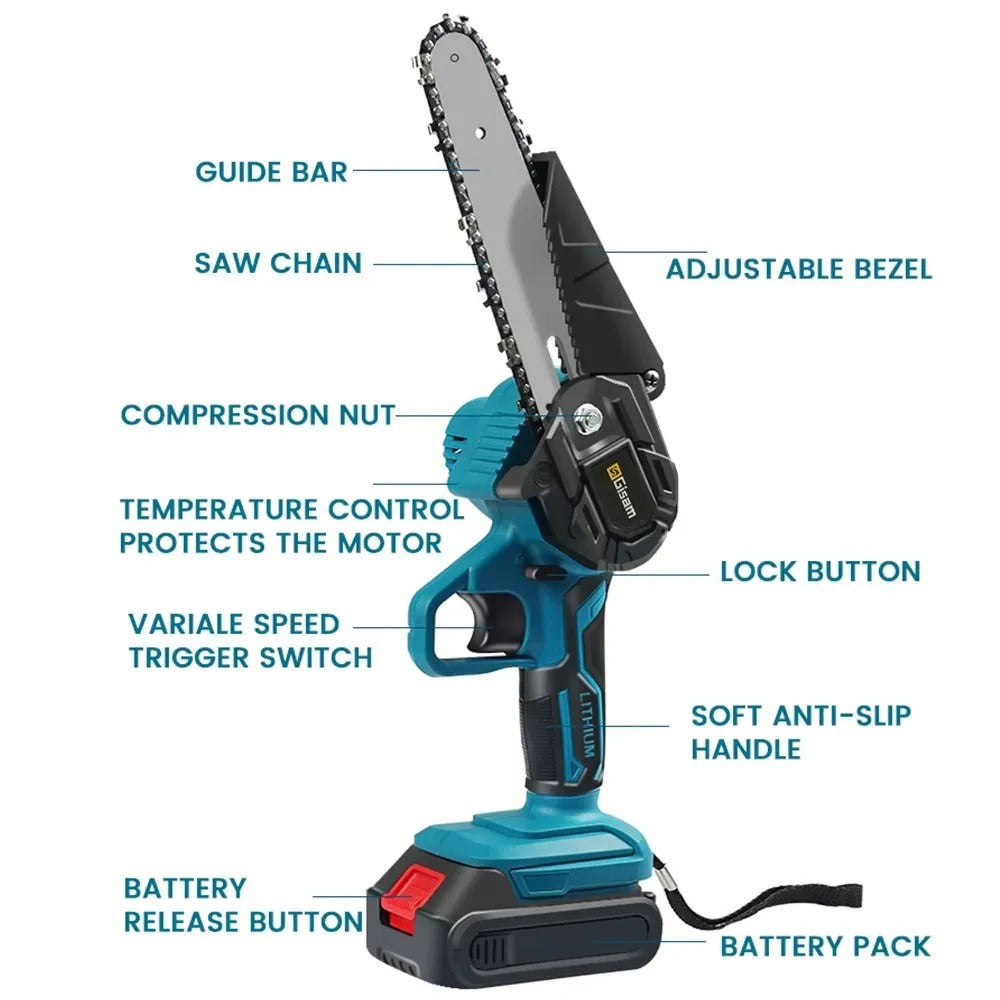 Cordless Electric Chainsaw | Lightweight, Ergonomic Design & Ideal for Effortless Pruning and Trimming