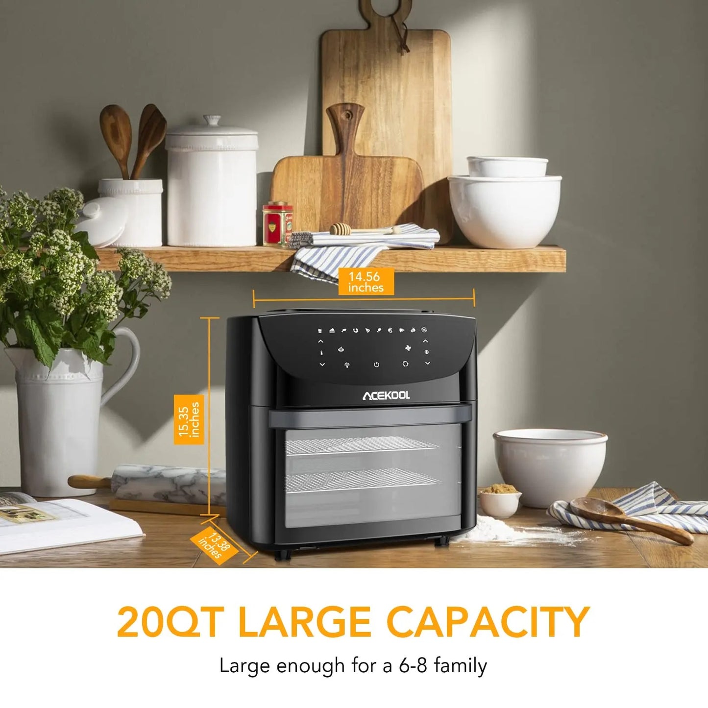 Multi-Function 10-in-1 Air Fryer Toaster Oven - Steam Infusion Technology for Tender Meats & Fluffy Breads | Perfect Dry Fyier for Small Spaces