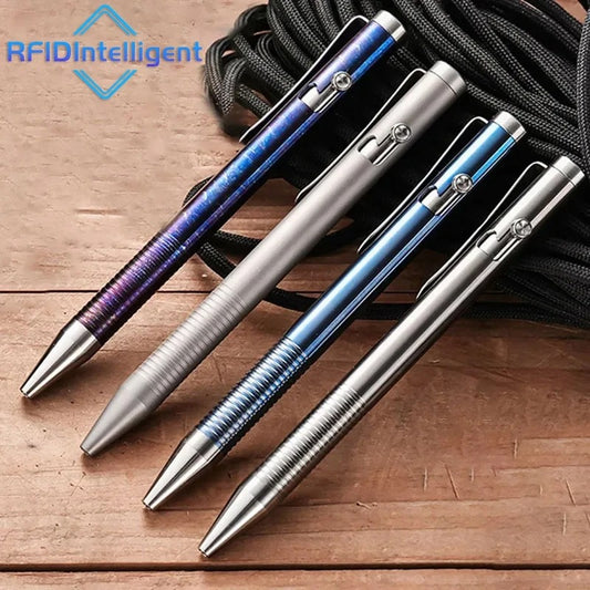 Stonewashed Titanium Bolt Action Pen – Durable Metal Mechanical Writing Pen