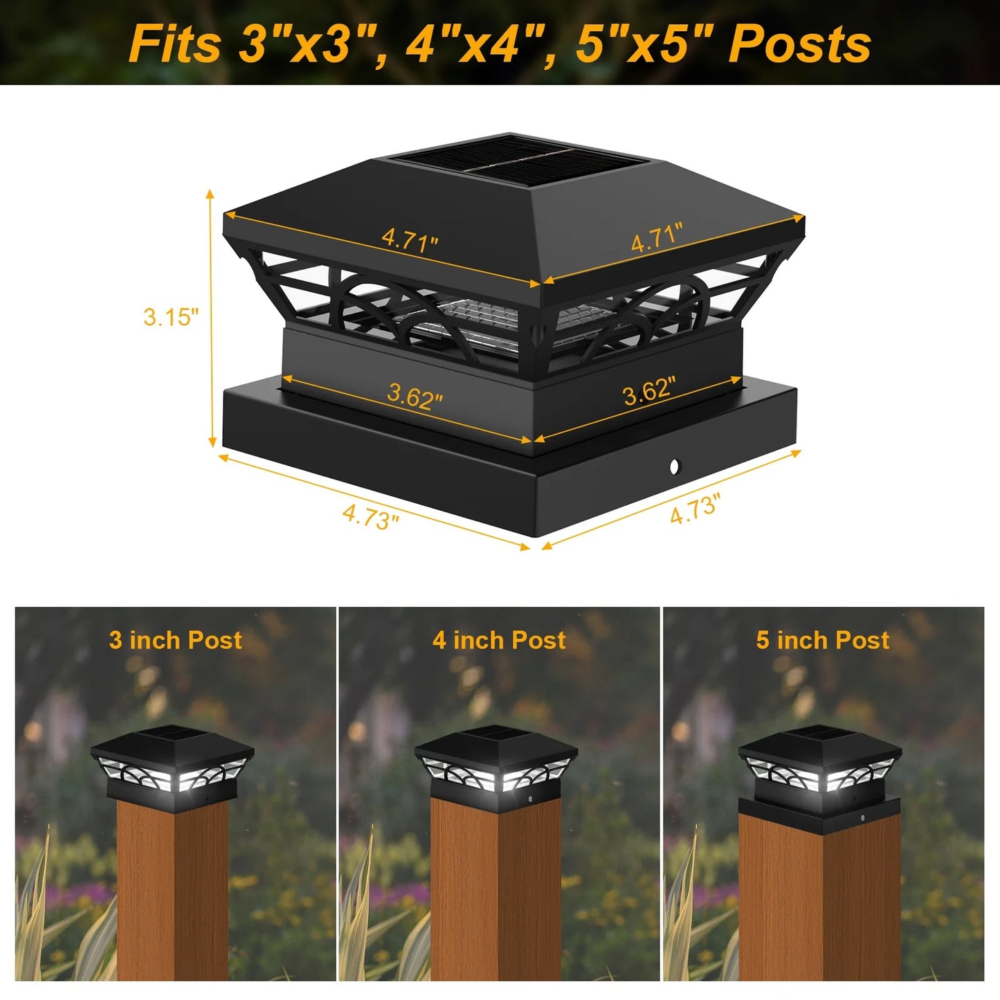 Peake Solar Post Cap Light - Durable Outdoor Solar Post Lights for Fence Posts