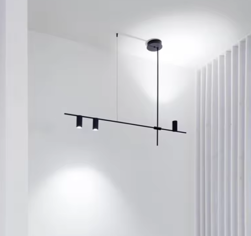 LED Long Linear Chandelier - Modern Design with Adjustable Height for Dining Room & Kitchen Lighting