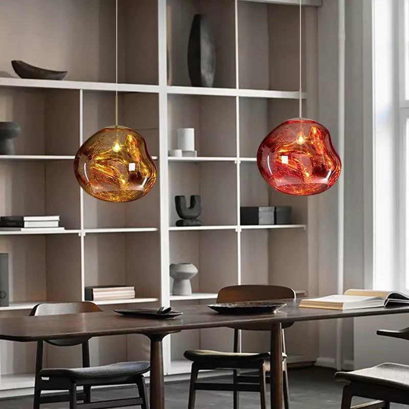 Melt Pendant Light Fixture - Modern Glass Hanging Lamp for Kitchen Island & Dining Room