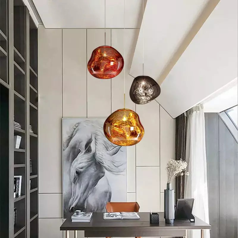 Melt Pendant Light Fixture - Modern Glass Hanging Lamp for Kitchen Island & Dining Room