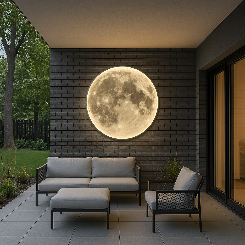 Moon Wall Lamp | Realistic Lunar Surface. LED Glow & Ideal for Living Room. Bedroom. Patio or Garden Decor