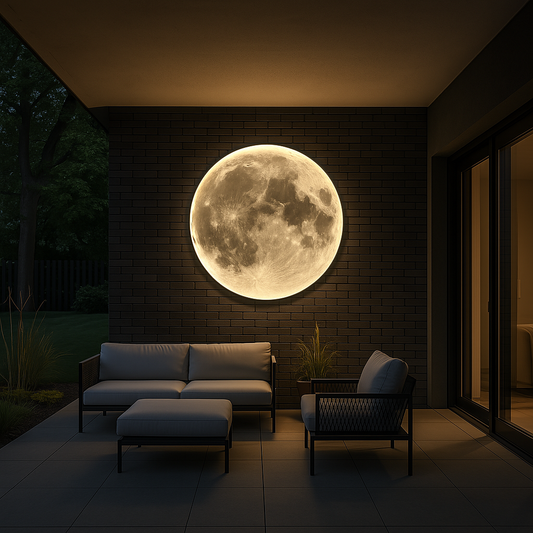 Moon Wall Lamp | Realistic Lunar Surface. LED Glow & Ideal for Living Room. Bedroom. Patio or Garden Decor