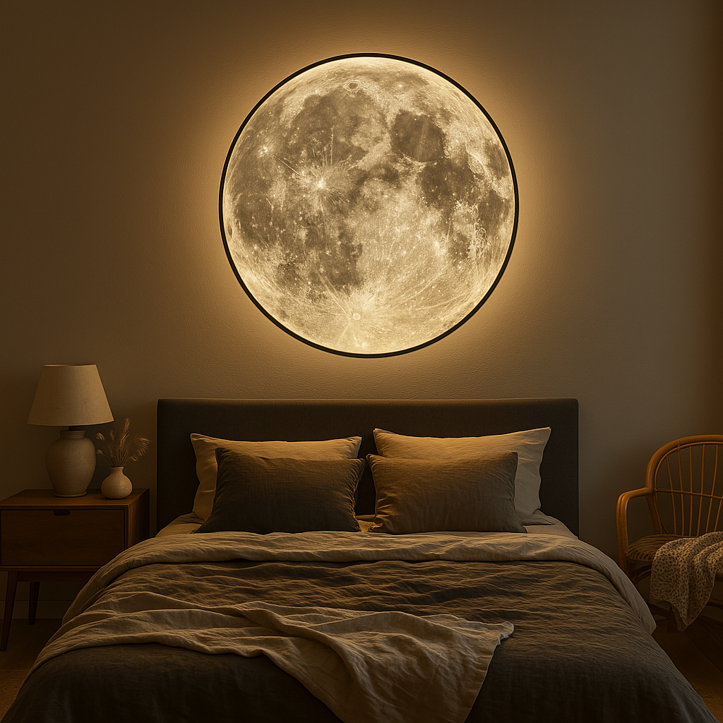 Moon Wall Lamp | Realistic Lunar Surface. LED Glow & Ideal for Living Room. Bedroom. Patio or Garden Decor