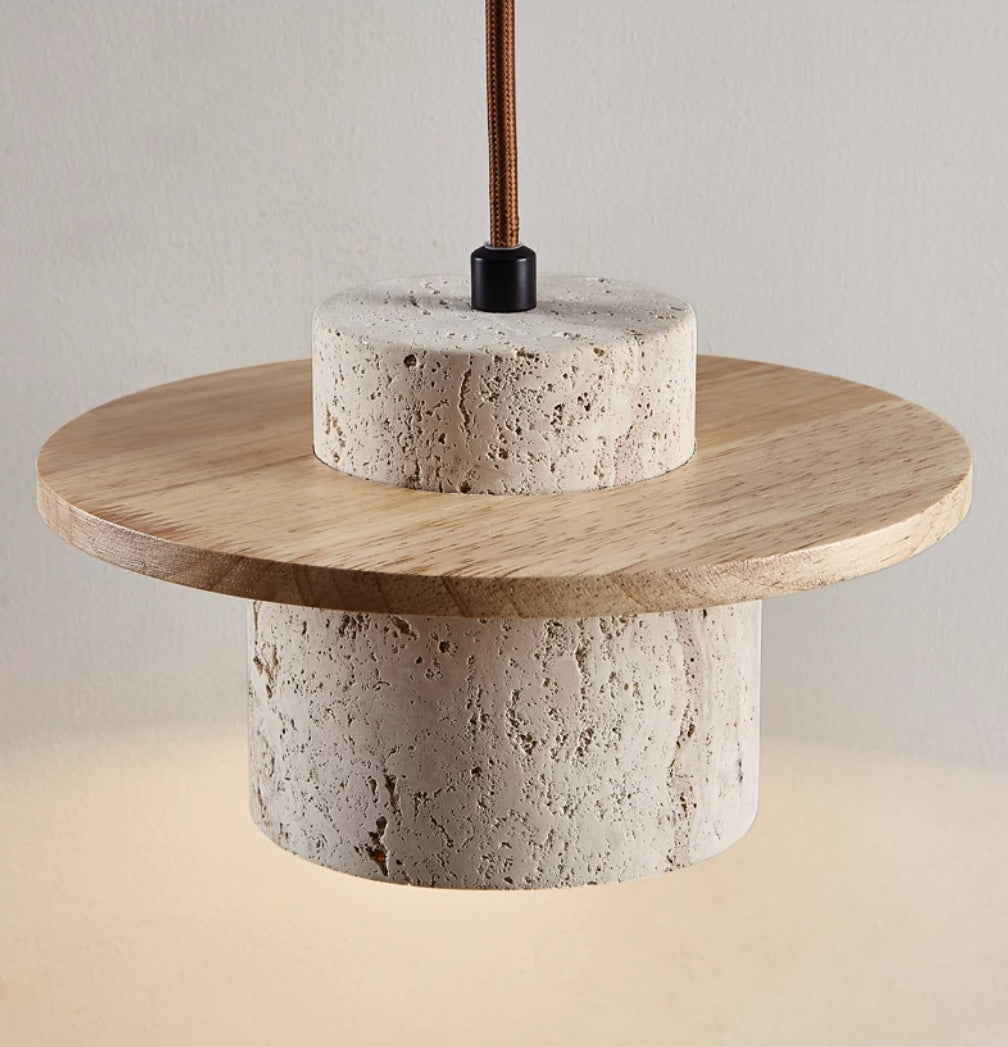 Travertine Pendant Light Fixture - Natural Stone Design for Kitchen Island & Dining Room