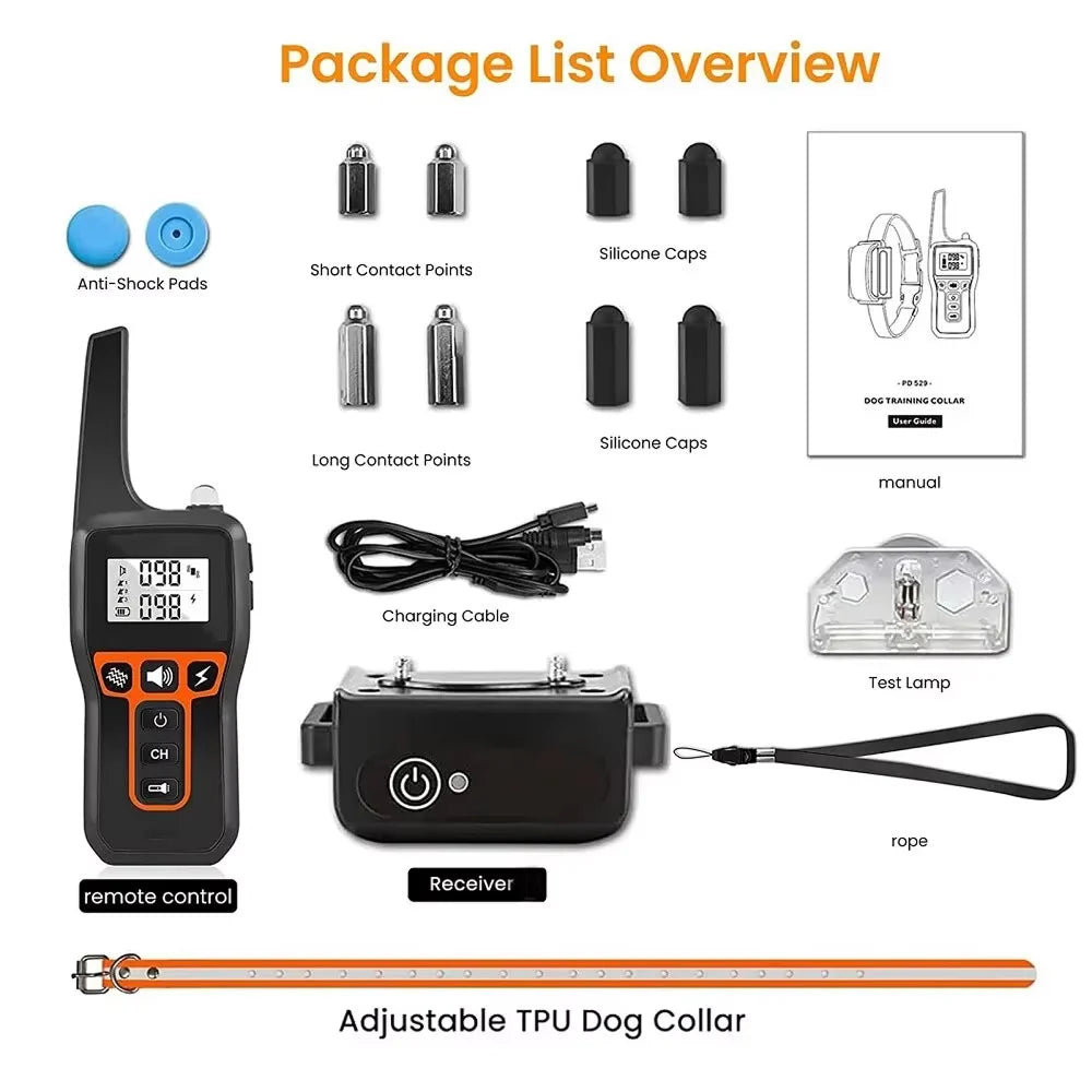 1000m Waterproof Dog Training Collar | Rechargeable, Remote Control & Adjustable for Small, Medium, and Large Dogs