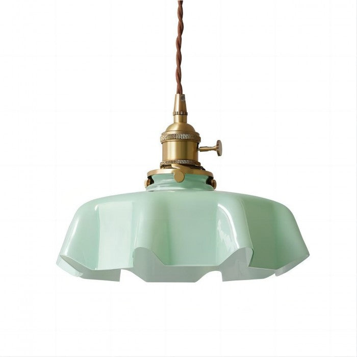 Retro Glass Flower Pendant Light Fixture - Cream Hanging Lamp for Living Room & Dining Room Decor