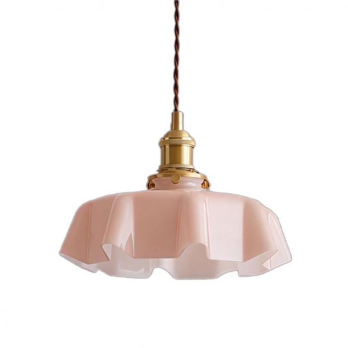 Retro Glass Flower Pendant Light Fixture - Cream Hanging Lamp for Living Room & Dining Room Decor