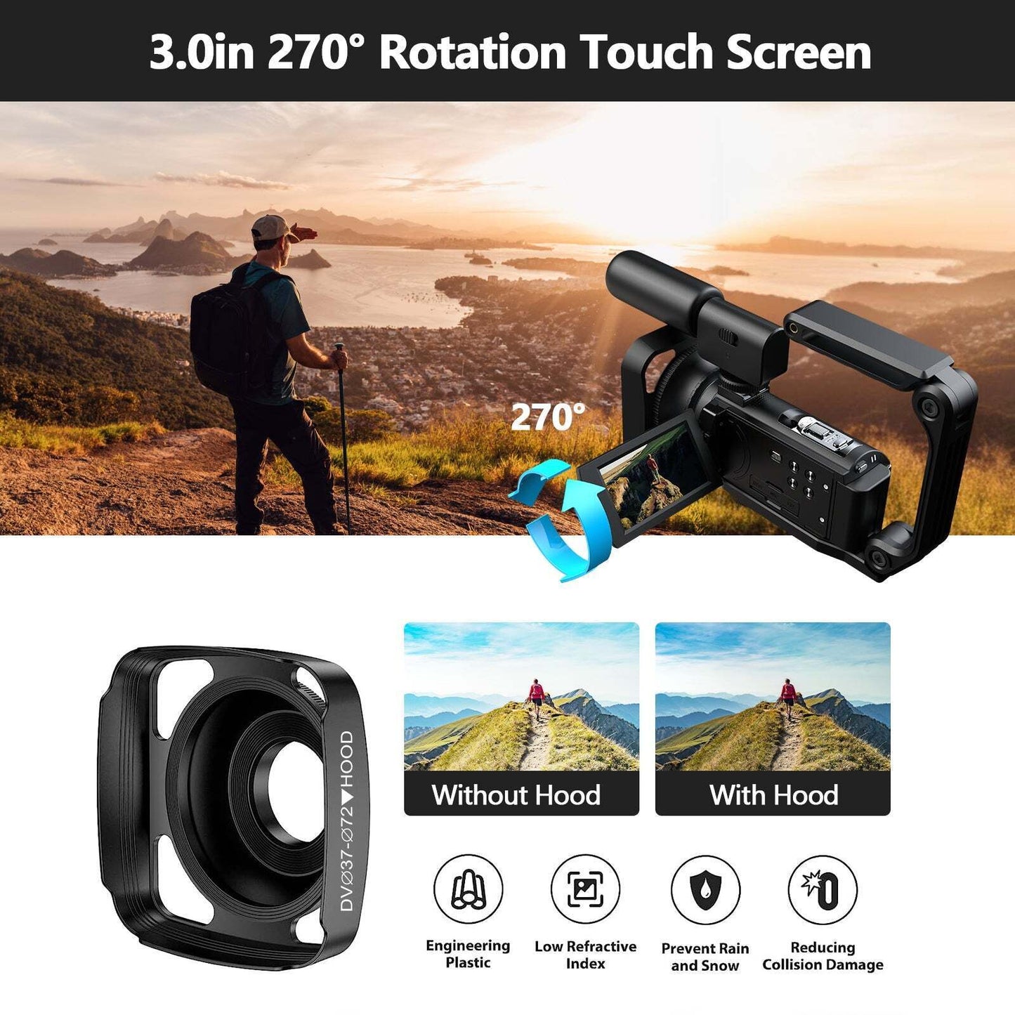 5K UHD Camcorder Video Camera | Night Vision, Anti-Shake Best Digital Camcorder for Sports