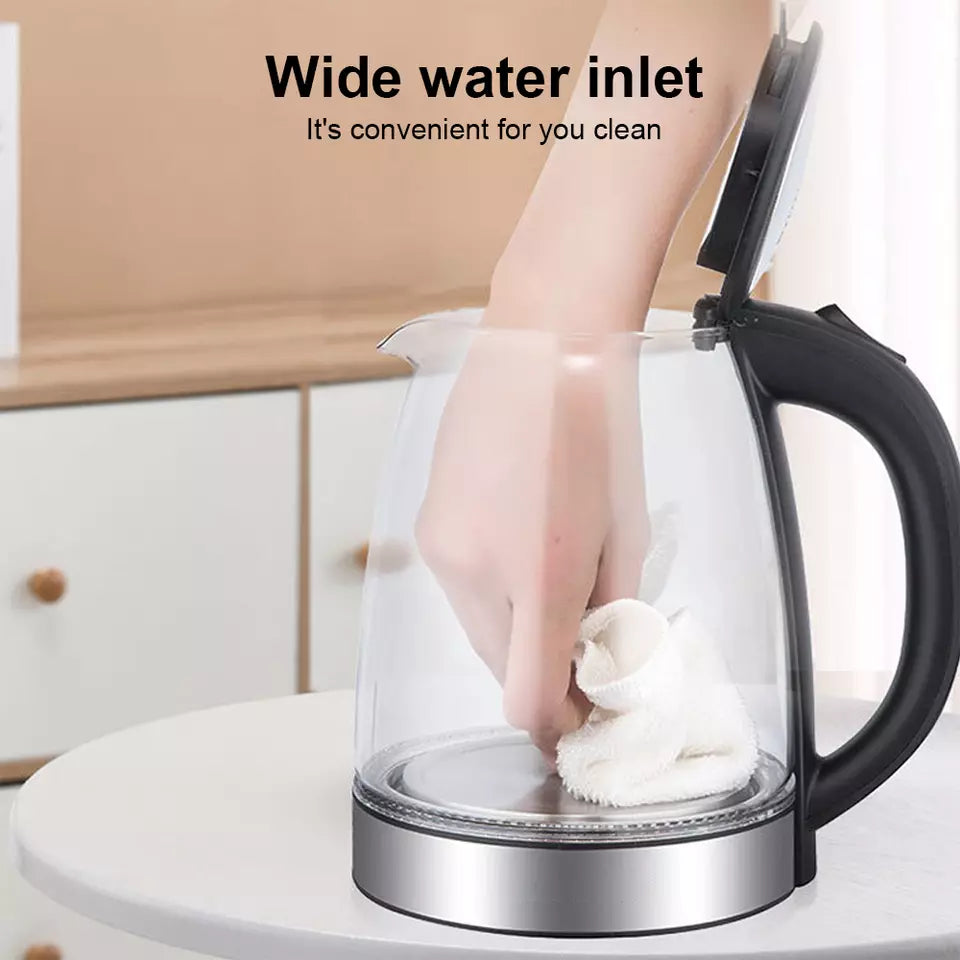 Electric Kettle | 1.8L, 3000W, Rapid Boil, Auto Shut-Off & Borosilicate Glass for Tea, Coffee & Instant Meals