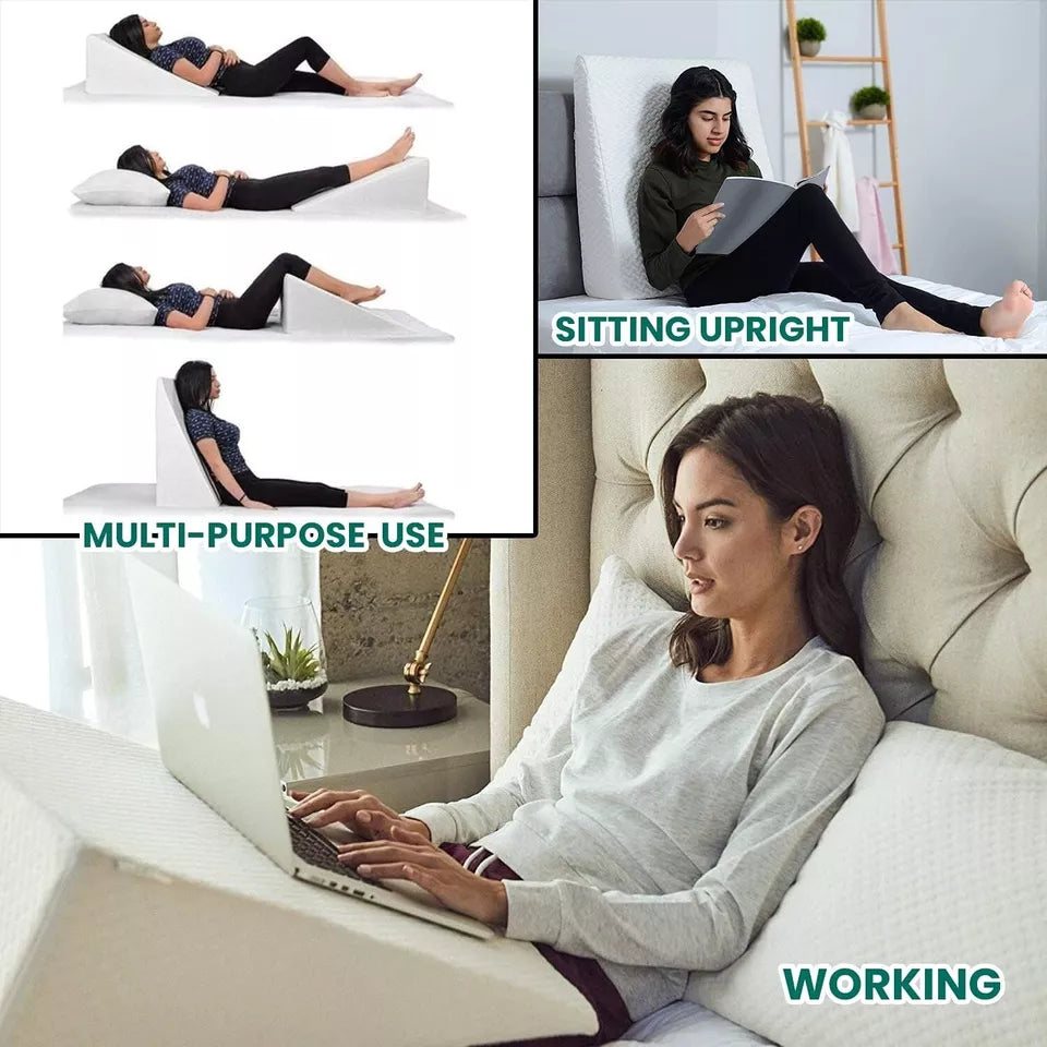 Large Triangle Wedge Pillow | Adjustable Foam for Acid Reflux, Back Pain & Post-Surgery Recovery