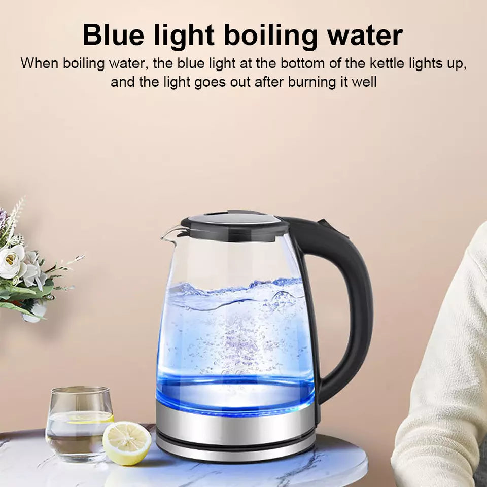 Electric Kettle | 1.8L, 3000W, Rapid Boil, Auto Shut-Off & Borosilicate Glass for Tea, Coffee & Instant Meals
